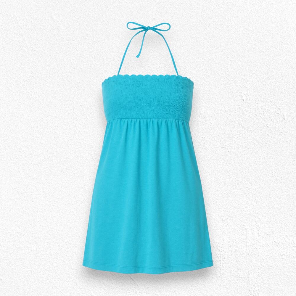 Wild Fable Blue Terry Cloth Convertible Smocked Halter Swimsuit Cover Up Size XS